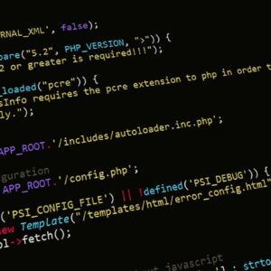 A close-up view of PHP code displayed on a computer screen, highlighting programming and development concepts.